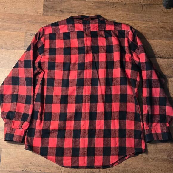 Red and black Sears Flannel shirt size large - Picture 2 of 8